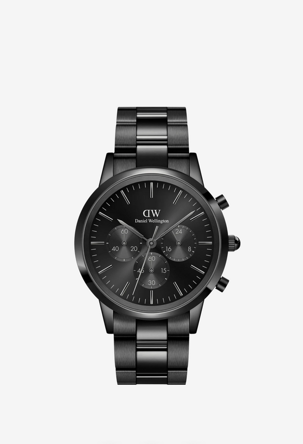 DANIEL WELLINTON Iconic Chronograph Link Onyx S -Men