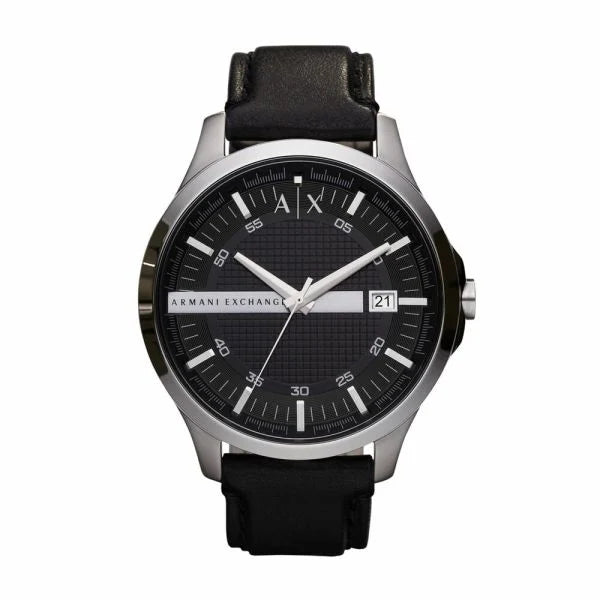 Armani Exchange Men's Hampton Gray Round Leather Watch