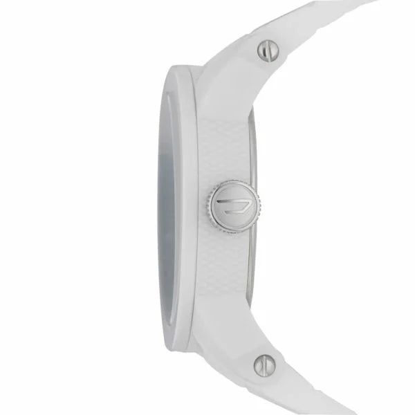 Diesel Men's Double Down White Round Silicone Watch
