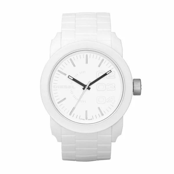 Diesel Men's Double Down White Round Silicone Watch