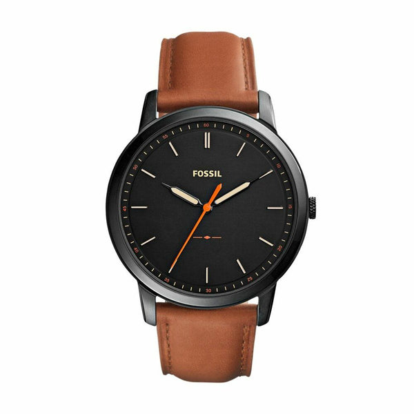 Fossil Men's The Minimalist 3H Black Round Leather Watch