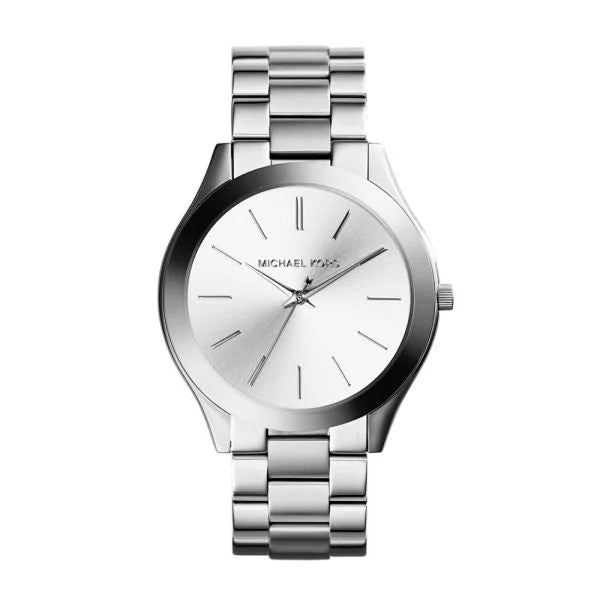 Michael Kors Women's Silver-Tone Runway Slim Watch