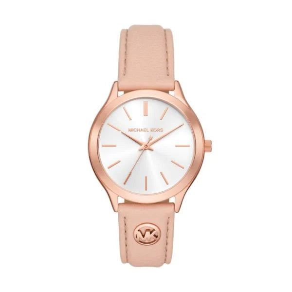 Michael Kors Slim Runway Three-Hand Blush Leather Watch