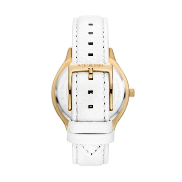 Michael Kors Slim Runway Three-Hand White Leather Watch
