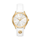 Michael Kors Slim Runway Three-Hand White Leather Watch