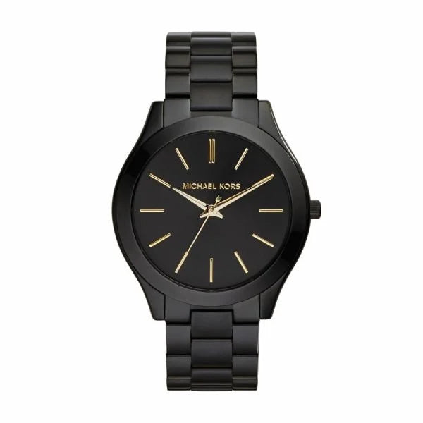 Michael Kors Women's Slim Runway Black Round Stainless Steel Watch
